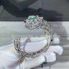 Custom Jewelry Cartier Panthère De Cartier Bracelet 2 emerald eyes 18K White Gold and Pave Diamonds N6706217