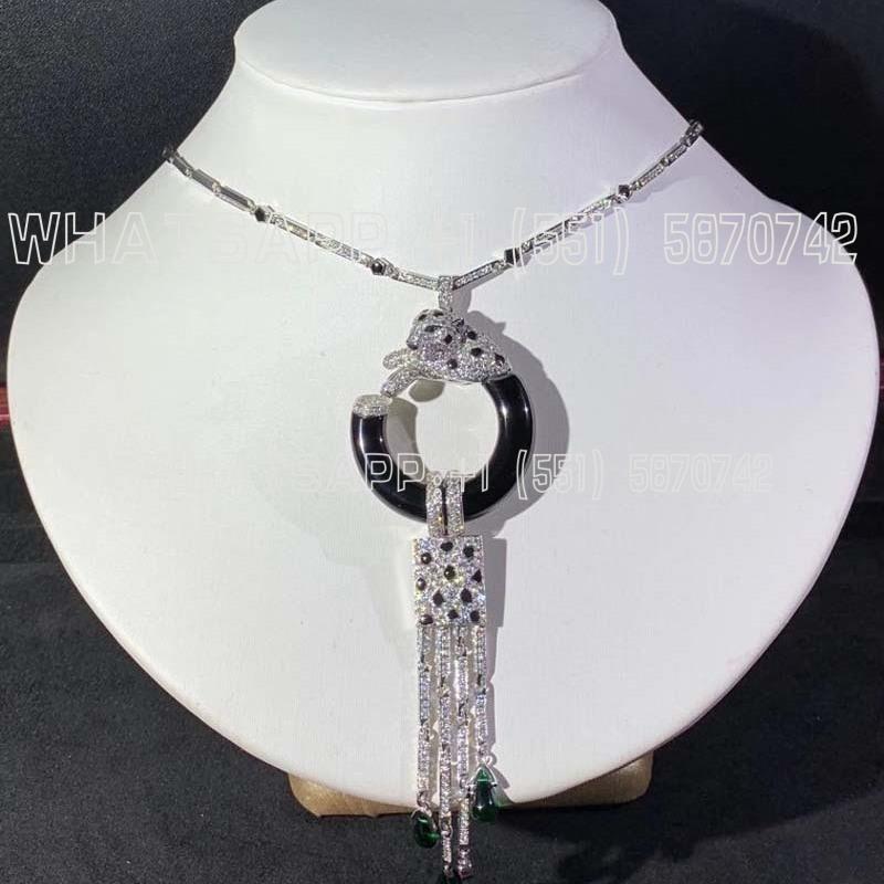 Custom Jewelry Cartier Panthère De Cartier Necklace Pave Diamonds and onyx H7000030