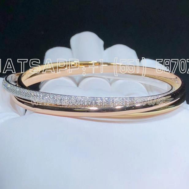 Custom Jewelry Cartier Trinity Bracelet Pave diamonds N6711717