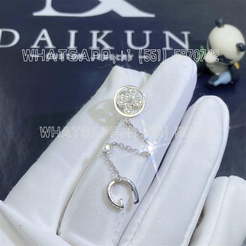 Custom Jewelry Louis Vuitton Idylle Blossom Mono Chain Earring, 18K White Gold And Diamonds Q06173