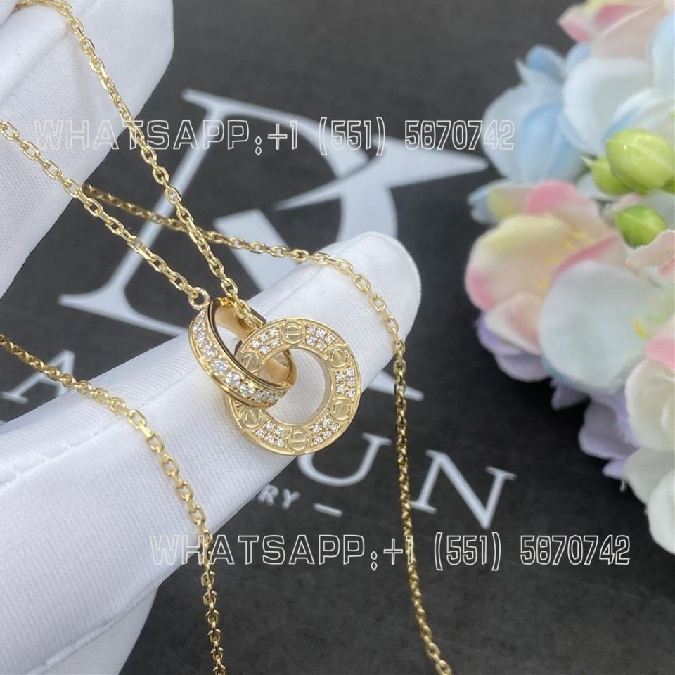 Custom Jewelry Cartier Love Necklace 18K Yellow Gold and Diamond-paved B7216300-YG