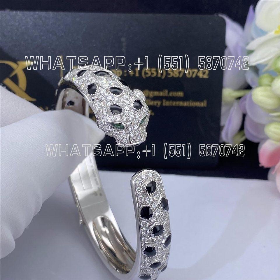Cartier Panthère De Cartier Bracelet in 18K White Gold set with 2 emeralds and Diamonds，Onyx N6715617