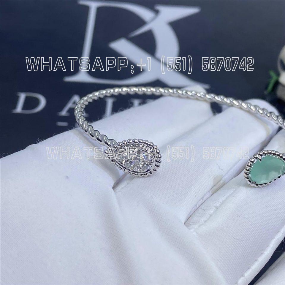 Custom Jewelry Boucheron Serpent Bohème Bracelet, 2 S Motifs 18K White Gold and pear aquaprase JBT00908
