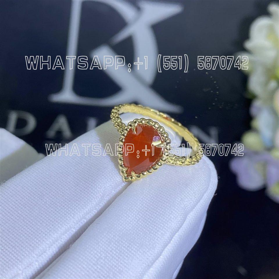 Custom Jewelry Boucheron Serpent Bohème Ring, S Motif 18K Yellow Gold and Red Gems
