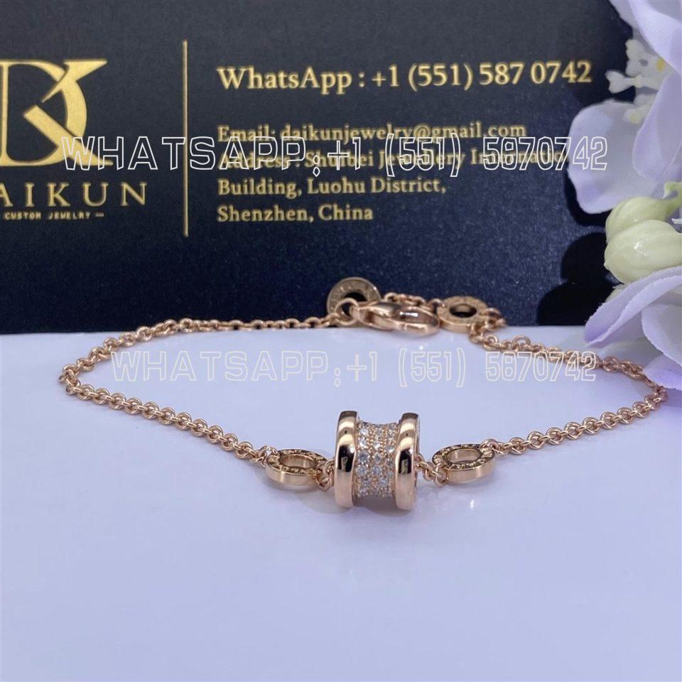 Custom Jewelry Bulgari B.zero1 soft bracelet in 18 kt rose gold set with pavé diamonds on the spiral 350896