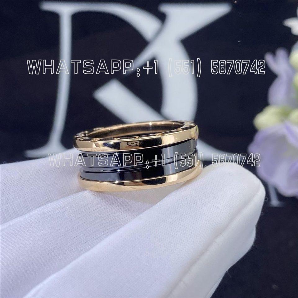 Custom Jewelry Bulgari B.zero1 two-band ring with two 18 kt rose gold loops and a black ceramic spiral 347042