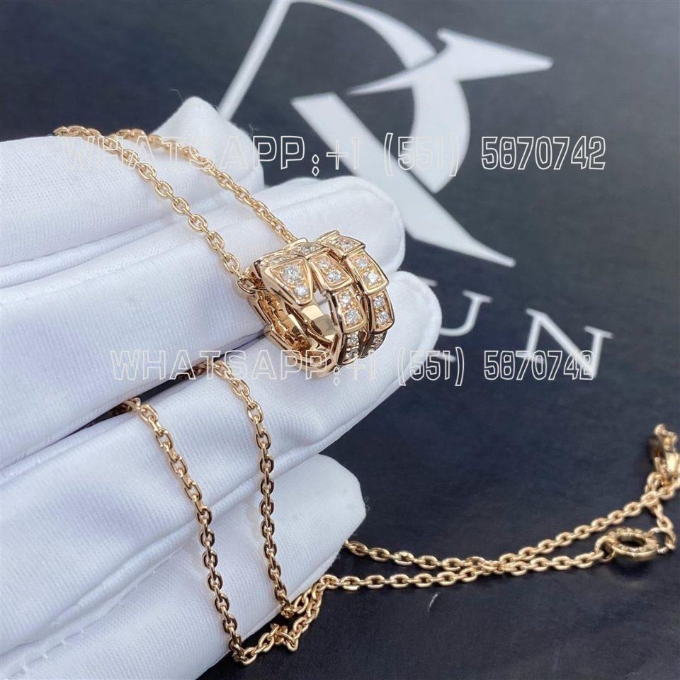 Custom Jewelry Bulgari Serpenti Viper pendant necklace in 18 kt rose gold set with pavé diamonds 357795