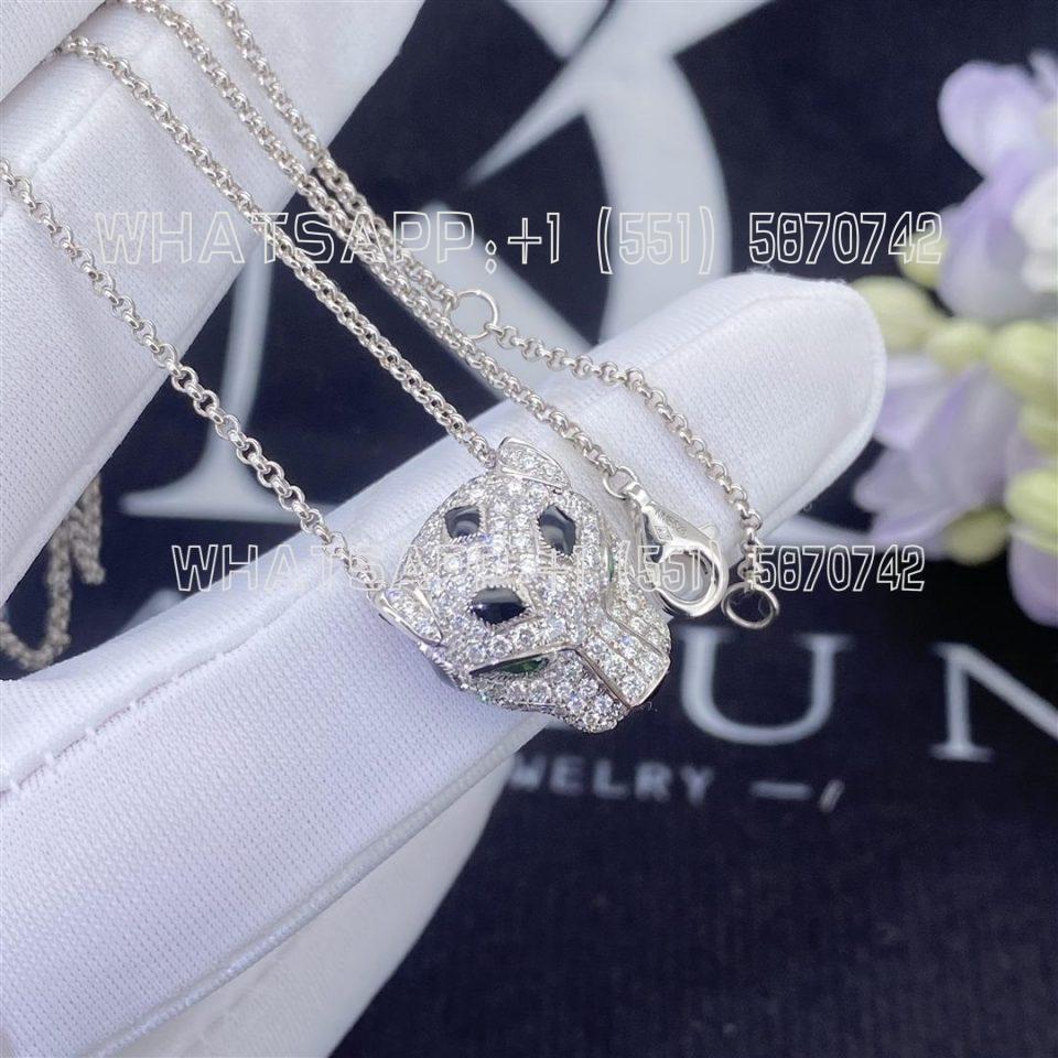 Custom Jewelry Cartier Panthère de Cartier Necklace emeralds 18K White Gold, Onyx and Diamonds N7424342