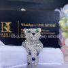 Custom Jewelry Cartier Panthère De Cartier Ring in 18K White Gold and emeralds eyes, onyx, diamonds H4078300