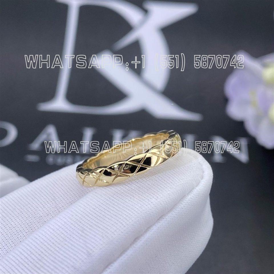 Custom Jewelry Chanel Coco Crush Ring Quilted Motif, 18k Yellow Gold Mini Version J11794
