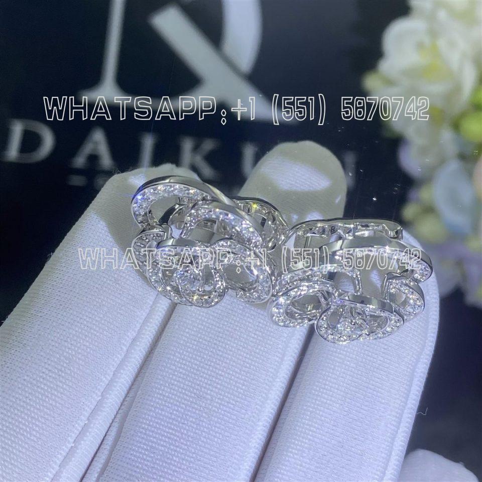 Custom Jewelry Chanel Fil de Camélia Earrings 18k White Gold and Diamonds J2672