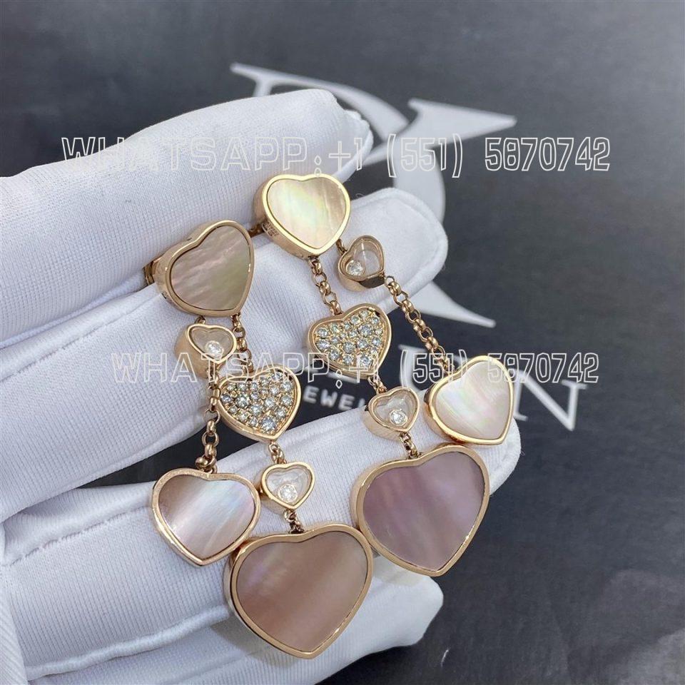 Custom Jewelry Chopard Happy Hearts Naked Heart Foundation Earrings Ethical in 18K Rose Gold, Diamonds and Pink Mother-of-pearl 83a482-5906