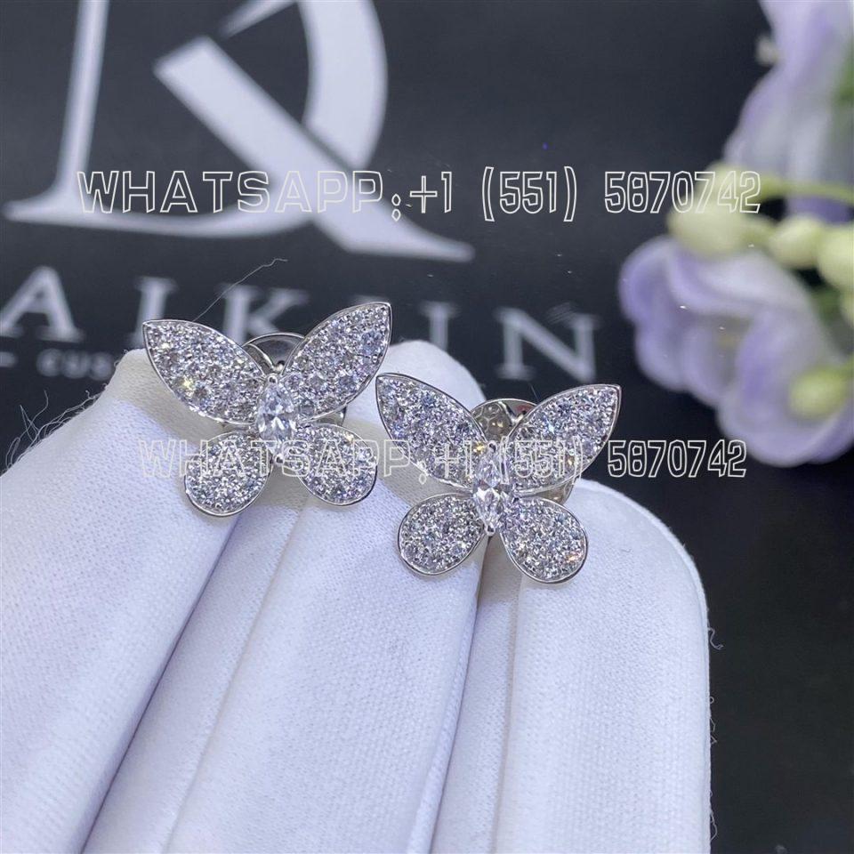 Custom Jewelry Graff Pavé Butterfly Diamond Small Stud Earrings 18K White Gold RGE1152