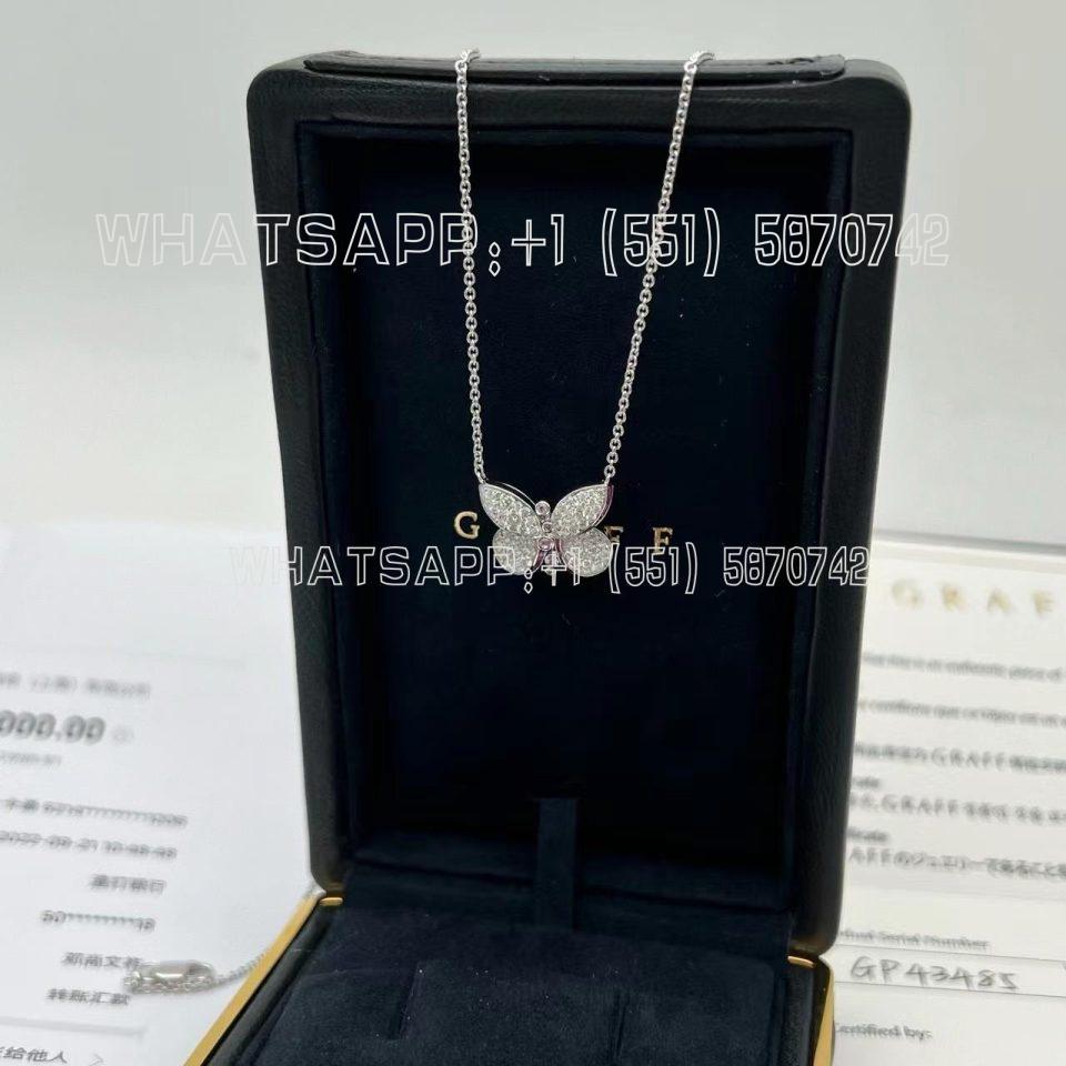 Custom Jewelry Graff Princess Butterfly Diamond and Sapphire Pendant