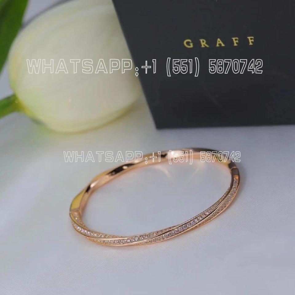 Custom Jewelry Graff Spiral pavé diamond and rose gold bangle RGB349S