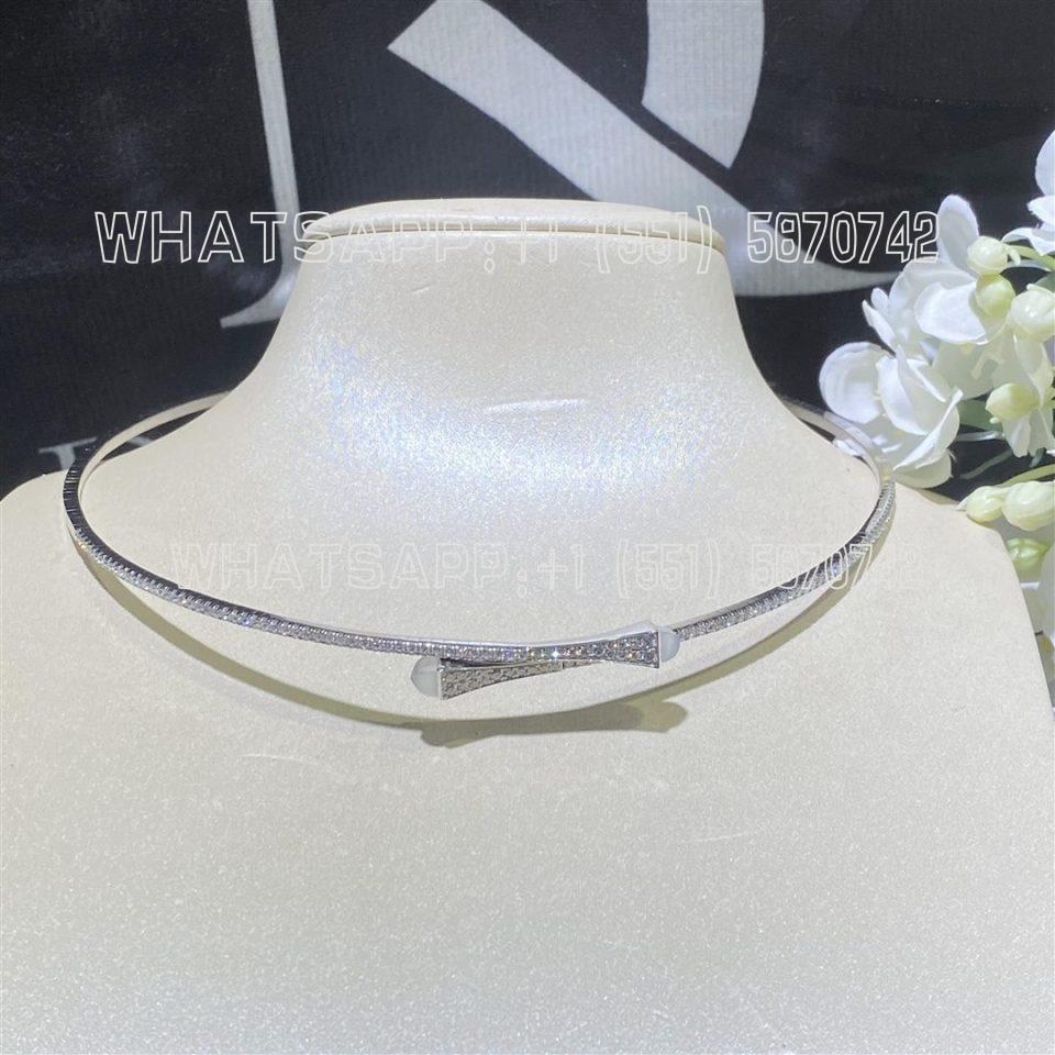 Custom Jewelry Marli Cleo Diamond Slim Slip-On Necklace In White Gold White Moon Stone CLEO-N1