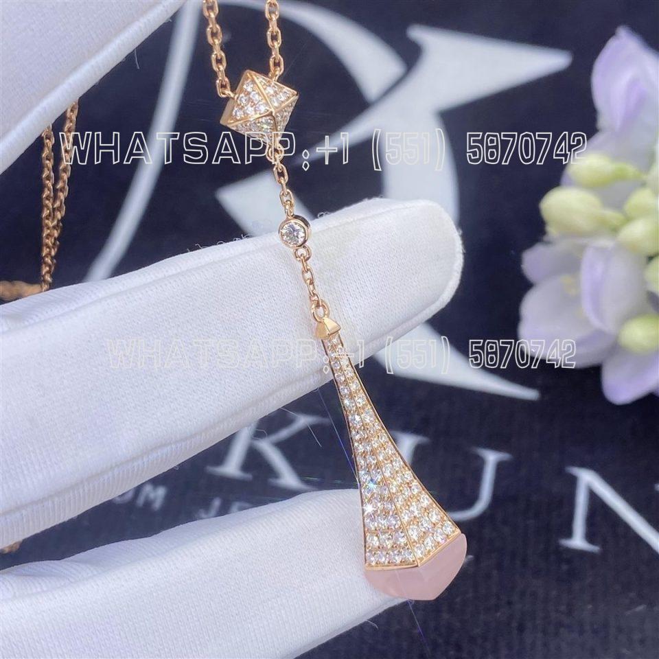Custom Jewelry Marli Cleo Diamond Teardrop Pendant In Rose Gold Chalcedony CLEO-N50