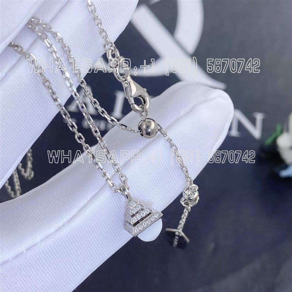 Custom Jewelry Marli Cleo Mini Rev Diamond Pendant In White Gold White Agate CLEO-N37