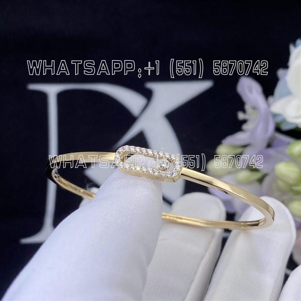 Custom Jewelry Messika Move Uno Pavé Flex Bangle Yellow Gold For Her Diamond Bracelet 11134-YG