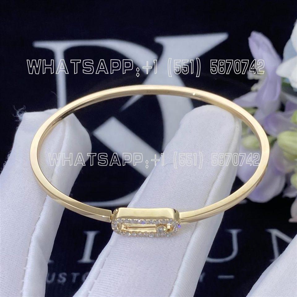 Custom Jewelry Messika Move Uno Pavé Flex Bangle Yellow Gold For Her Diamond Bracelet 11134-YG