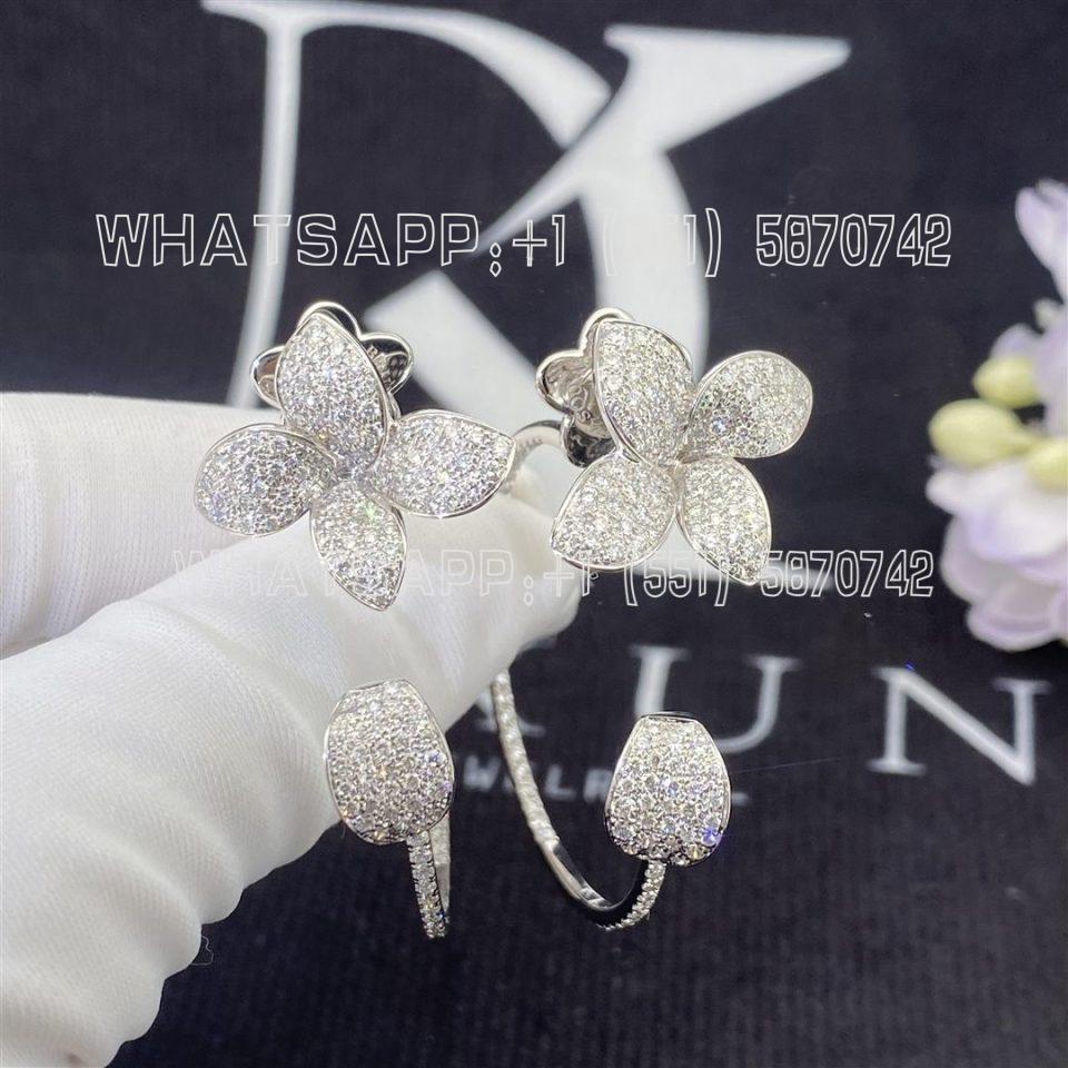 Custom Jewelry Pasquale Bruni Petit Garden Earrings in 18k White Gold with Diamonds, Medium Flower 15441B