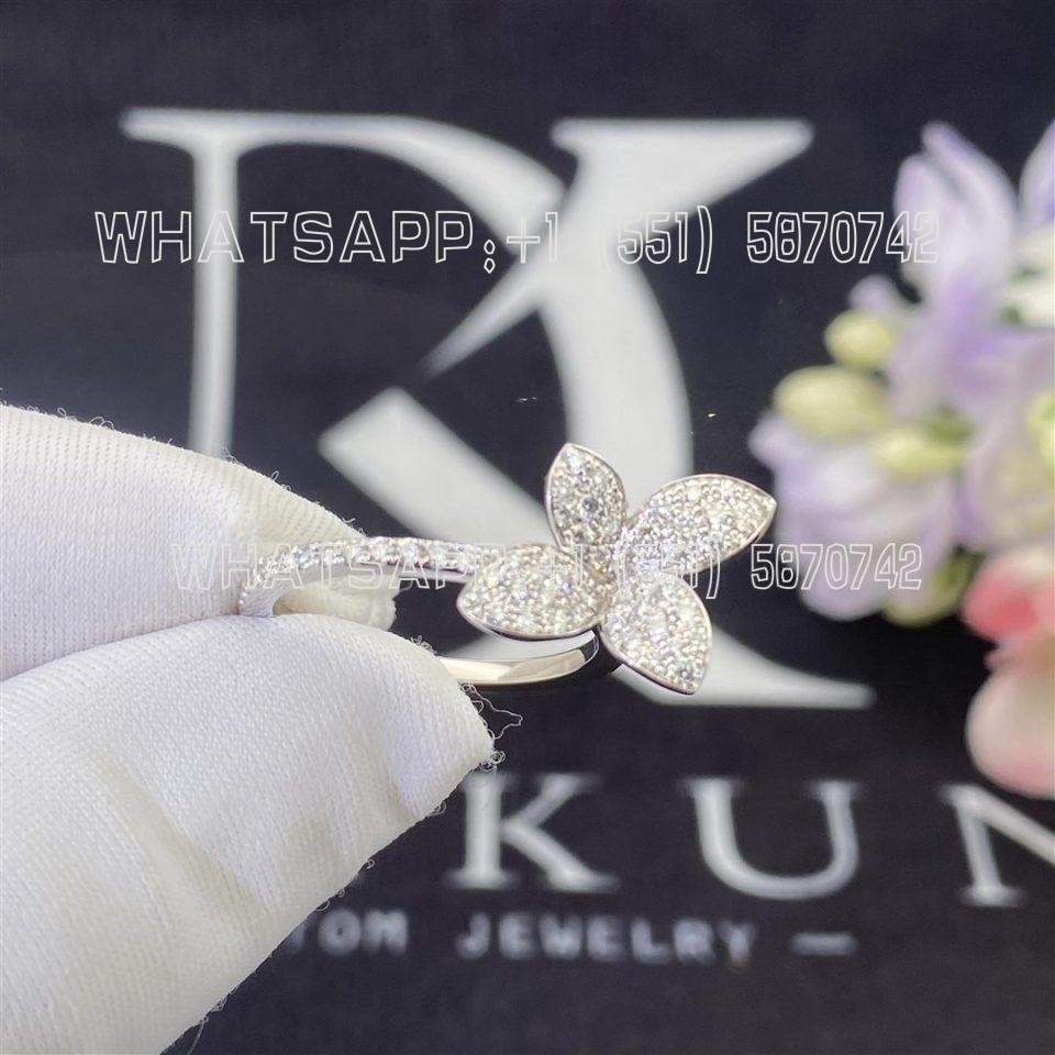 Custom Jewelry Pasquale Bruni Petit Garden Ring in 18k White Gold with Diamonds, Medium Flower 15370B-11