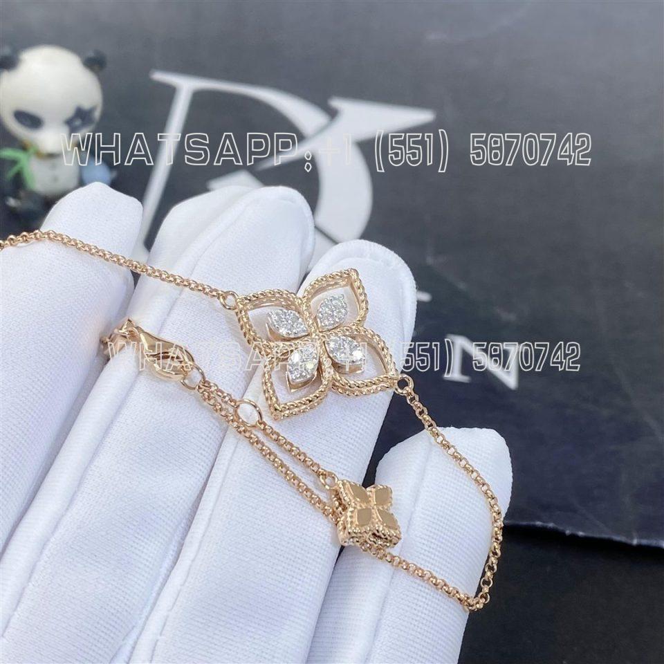 Custom Jewelry Roberto Coin Princess Flower Bracelet Large version rose gold with Diamonds ADR777BR2665