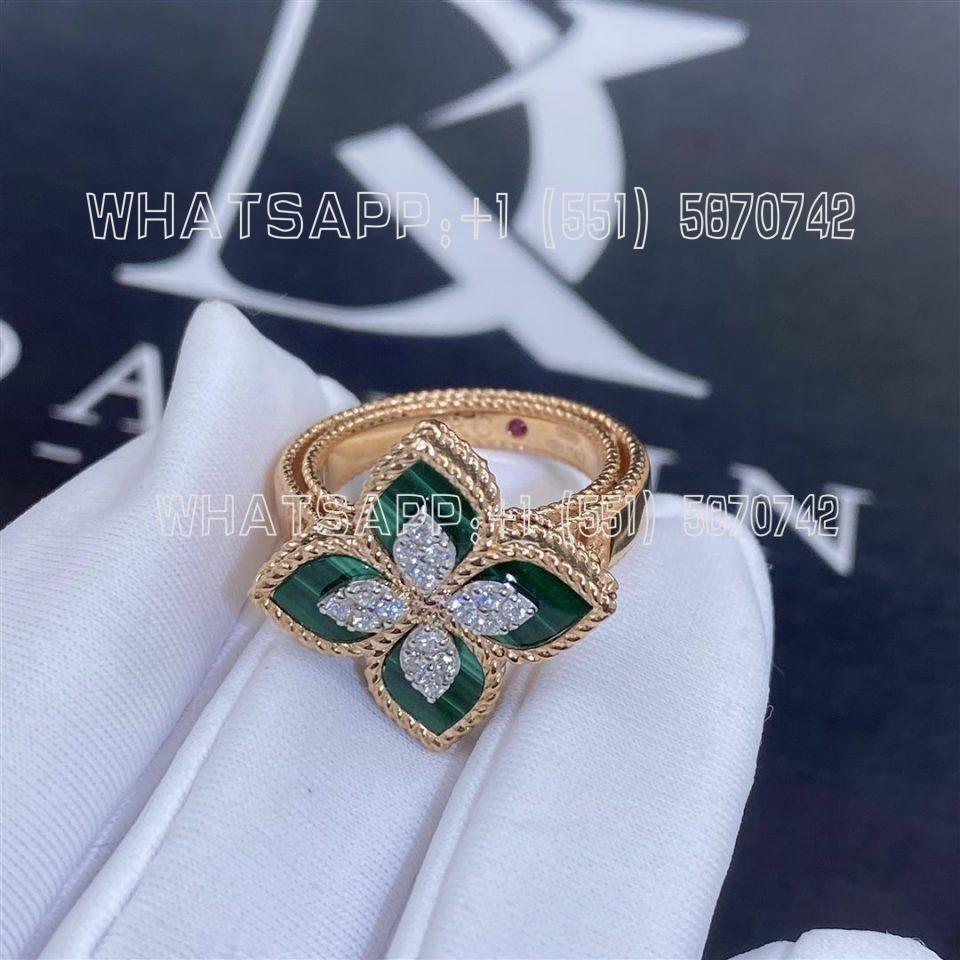 Custom Jewelry Roberto Coin Princess Flower Ring 18kt rose gold, with Malachite and Diamonds ADV888RI1837