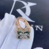 Custom Jewelry Roberto Coin Princess Flower Ring 18kt rose gold, with Malachite and Diamonds ADV888RI1837 -Small version