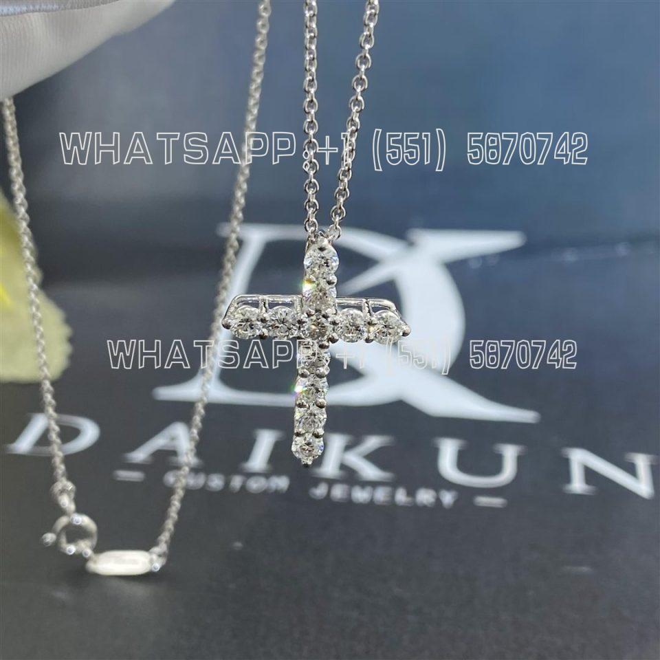 Custom Jewelry Tiffany Cross Pendant Small model of round brilliant diamonds in 18K White Gold 60007429