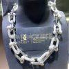 Custom Jewelry Tiffany HardWear Link Necklace in White Gold with Pavé Diamonds