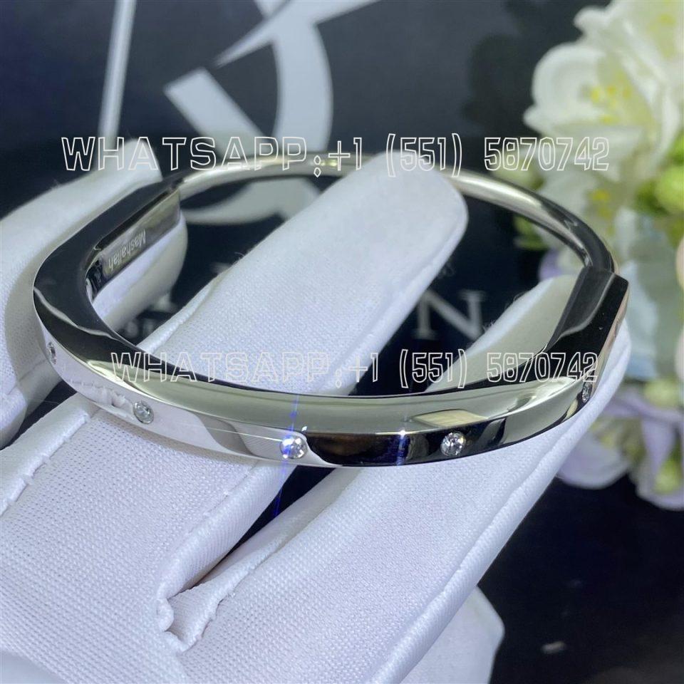 Custom Jewelry Tiffany Lock Bangle in White Gold with Diamond Accents 70425068