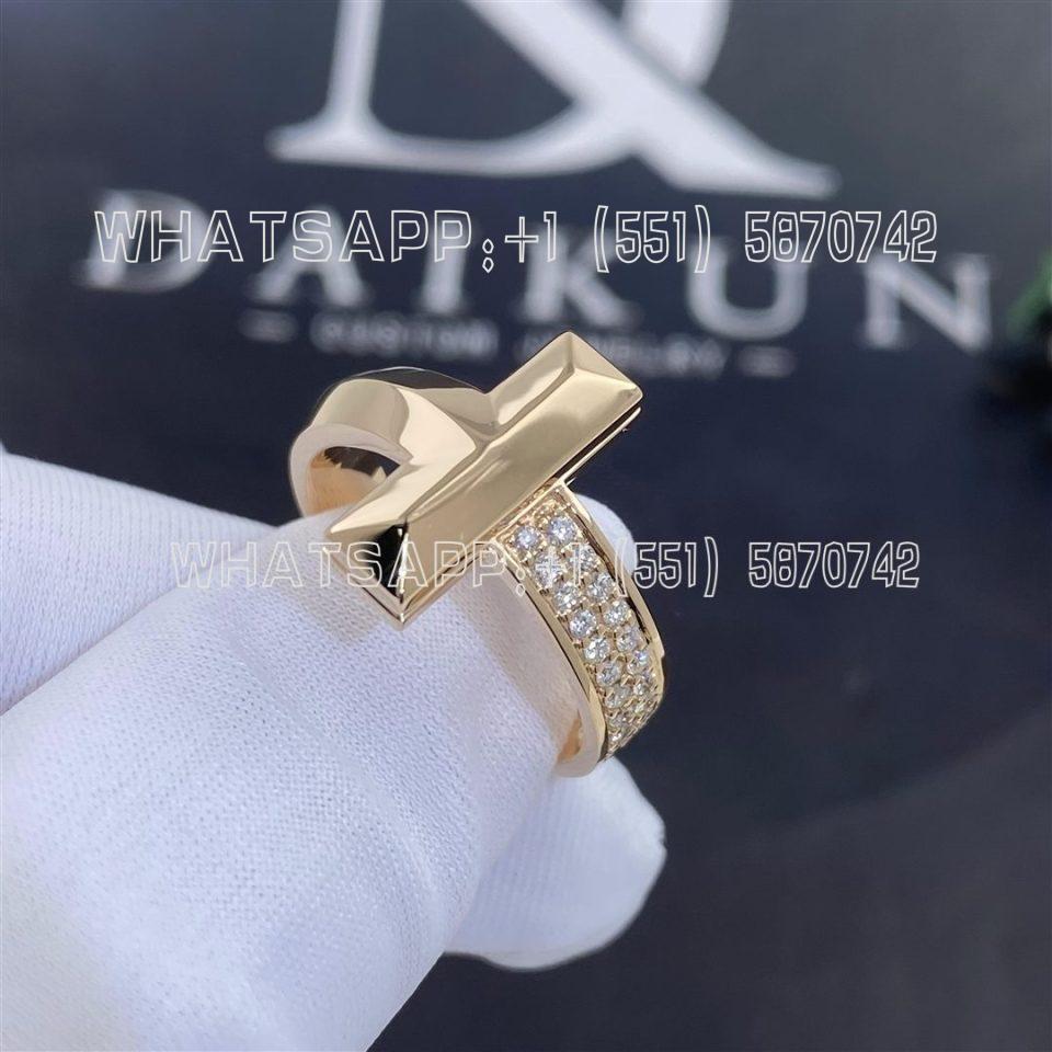 Custom Jewelry Tiffany T T1 Ring in Rose Gold with Diamonds 68171849 -Wide 4.5mm