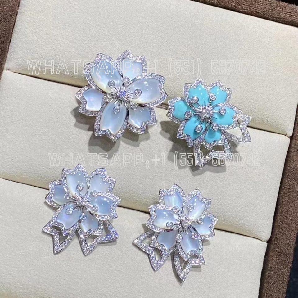Custom Jewelry Van Cleef Arpels Hellébore Earrings Diamond and Mother-of-pearl VCARP7EQ00