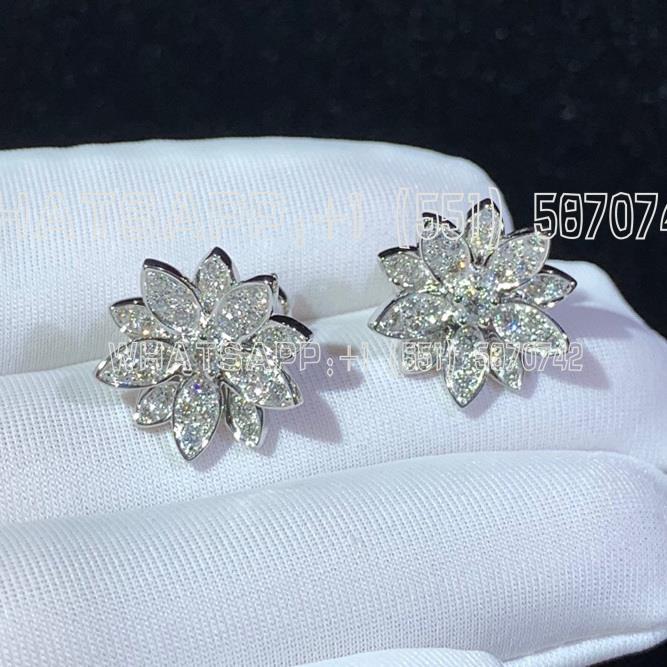 Custom Jewelry Van Cleef & Arpels Lotus earrings, small model 18K white gold and Diamond VCARO96B00