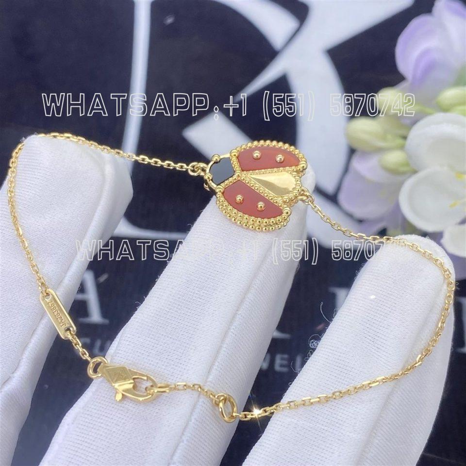 Custom Jewelry Van Cleef & Arpels Lucky Spring bracelet, open wings ladybug 18K Yellow Gold, Carnelian and Onyx VCARP7R100-YG