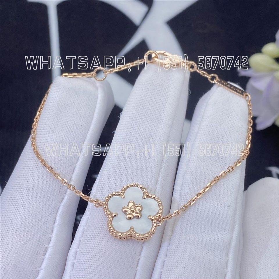 Custom Jewelry Van Cleef & Arpels Lucky Spring bracelet, plum blossom 18K rose gold and Mother-of-pearl VCARP9V900