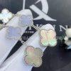 Custom Jewelry Van Cleef & Arpels Magic Alhambra earrings 3 motifs 18K white gold, Chalcedony and Mother-of-pearl VCARN18800