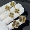 Custom Jewelry Van Cleef & Arpels Magic Alhambra Earrings, 3 Motifs guilloché 18K yellow gold