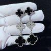 Custom Jewelry Van Cleef & Arpels Magic Alhambra Earrings, 3 Motifs Onyx 18K White Gold and Diamond
