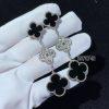 Custom Jewelry Van Cleef & Arpels Magic Alhambra Earrings, 3 Motifs Onyx 18K White Gold and Diamond