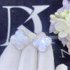 Custom Jewelry Van Cleef & Arpels Magic Alhambra White Mother of Pearl 18k White Gold Earrings
