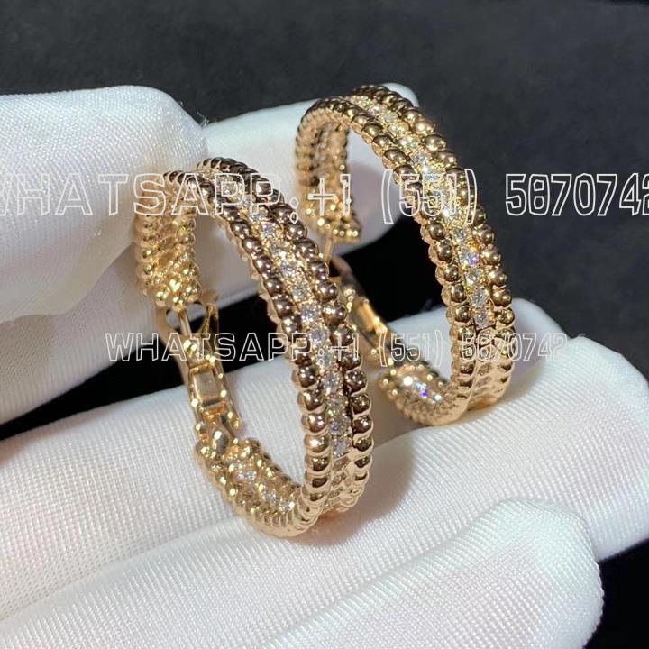 Custom Jewelry Van Cleef & Arpels Perlee Diamond Hoop Earrings 18K Rose Gold VCARO2IZ00