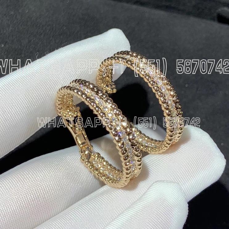 Custom Jewelry Van Cleef & Arpels Perlee Diamond Hoop Earrings 18K Rose Gold VCARO2IZ00