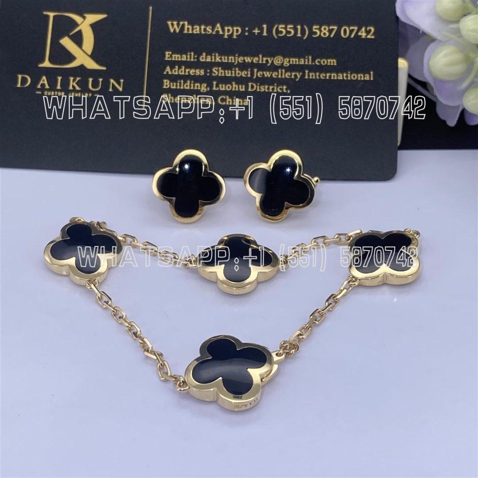 Custom Jewelry Van Cleef & Arpels Pure Alhambra bracelet 4 motifs Onyx and Yellow gold VCARB13400
