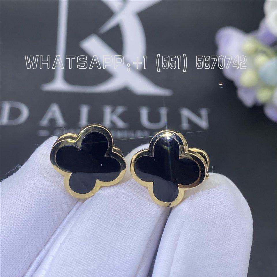 Custom Jewelry Van Cleef & Arpels Pure Alhambra earrings 18K yellow gold and Onyx VCARB14000