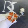 Custom Jewelry Van Cleef & Arpels Sweet Alhambra effeuillage ring 18K rose gold, Carnelian and Diamond VCARN5P600