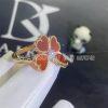 Custom Jewelry Van Cleef & Arpels Sweet Alhambra effeuillage ring 18K rose gold, Carnelian and Diamond VCARN5P600