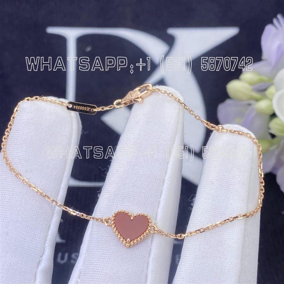 Custom Jewelry Van Cleef & Arpels Sweet Alhambra heart bracelet 18K rose gold and Carnelian VCARN59L00