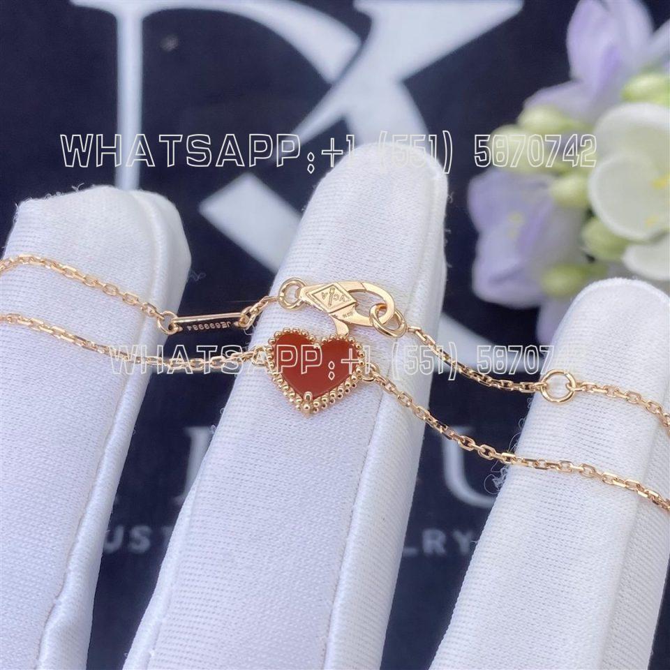 Custom Jewelry Van Cleef & Arpels Sweet Alhambra heart bracelet 18K rose gold and Carnelian VCARN59L00